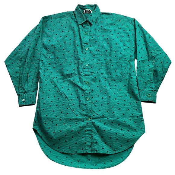 Vintage RICKI Shirt Womens Extra Large Button Down Retro AOP 1980s Long Festival - Picture 1 of 6